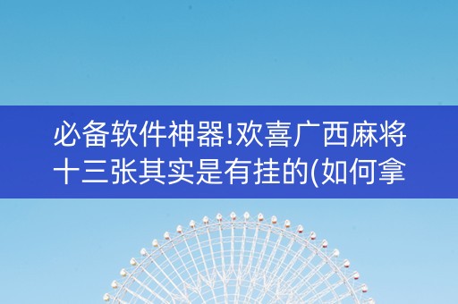 必备软件神器!欢喜广西麻将十三张其实是有挂的(如何拿好牌)