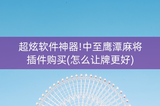 超炫软件神器!中至鹰潭麻将插件购买(怎么让牌更好)