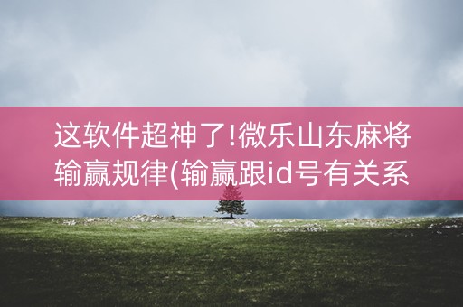 这软件超神了!微乐山东麻将输赢规律(输赢跟id号有关系吗)
