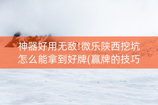 神器好用无敌!微乐陕西挖坑怎么能拿到好牌(赢牌的技巧)