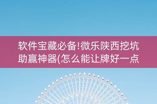 软件宝藏必备!微乐陕西挖坑助赢神器(怎么能让牌好一点)