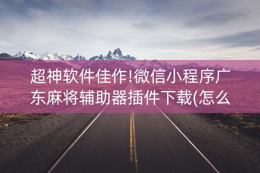 超神软件佳作!微信小程序广东麻将辅助器插件下载(怎么才有好牌)