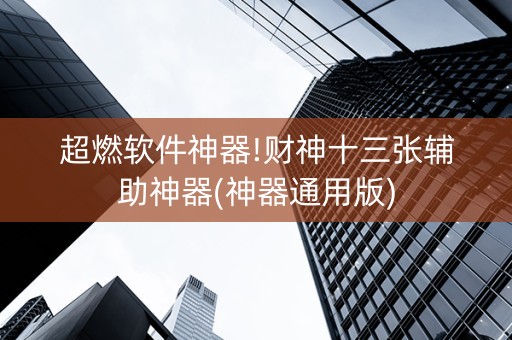 超燃软件神器!财神十三张辅助神器(神器通用版)