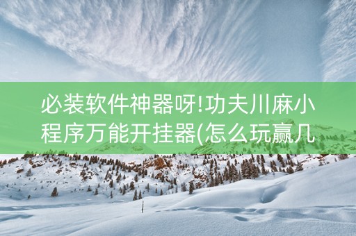 必装软件神器呀!功夫川麻小程序万能开挂器(怎么玩赢几率大)