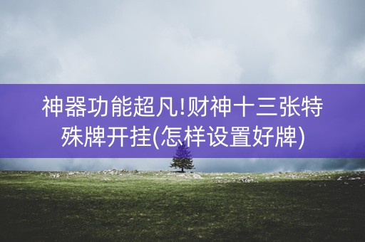 神器功能超凡!财神十三张特殊牌开挂(怎样设置好牌)