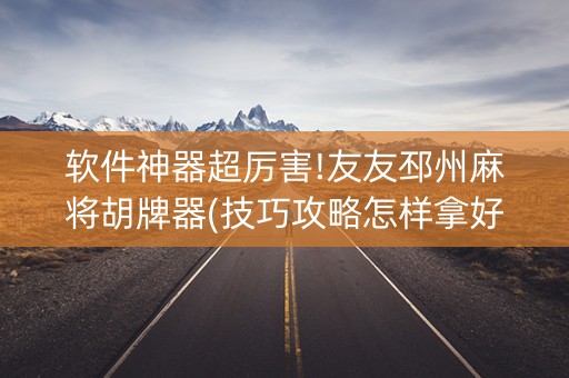 软件神器超厉害!友友邳州麻将胡牌器(技巧攻略怎样拿好牌)