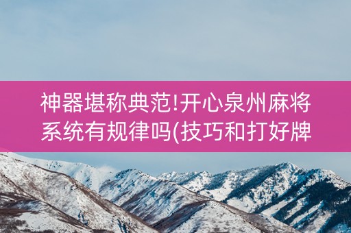 神器堪称典范!开心泉州麻将系统有规律吗(技巧和打好牌方法)