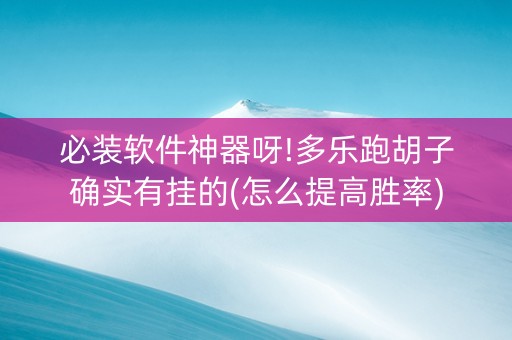 必装软件神器呀!多乐跑胡子确实有挂的(怎么提高胜率)