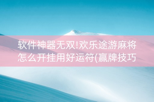 软件神器无双!欢乐途游麻将怎么开挂用好运符(赢牌技巧插件安装)