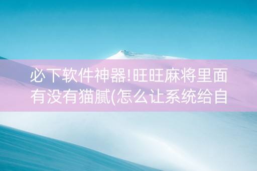必下软件神器!旺旺麻将里面有没有猫腻(怎么让系统给自己好牌)