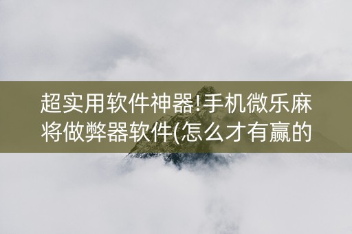 超实用软件神器!手机微乐麻将做弊器软件(怎么才有赢的几率)