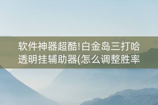 软件神器超酷!白金岛三打哈透明挂辅助器(怎么调整胜率)