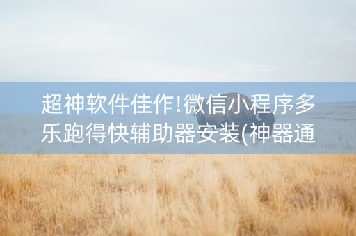 超神软件佳作!微信小程序多乐跑得快辅助器安装(神器通用版)