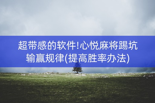 超带感的软件!心悦麻将踢坑输赢规律(提高胜率办法)