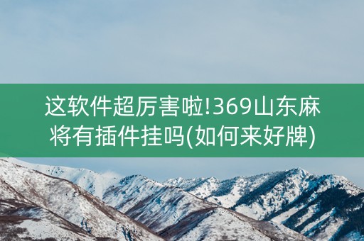 这软件超厉害啦!369山东麻将有插件挂吗(如何来好牌)