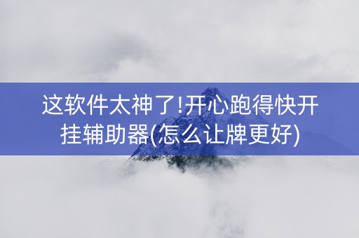 这软件太神了!开心跑得快开挂辅助器(怎么让牌更好)