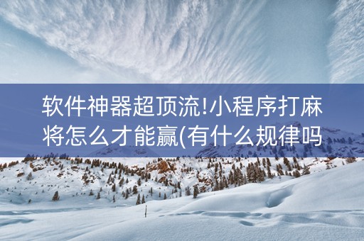 软件神器超顶流!小程序打麻将怎么才能赢(有什么规律吗)