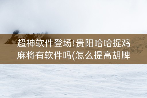 超神软件登场!贵阳哈哈捉鸡麻将有软件吗(怎么提高胡牌率)