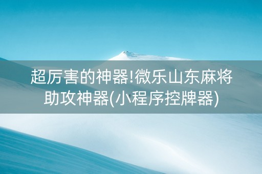 超厉害的神器!微乐山东麻将助攻神器(小程序控牌器)