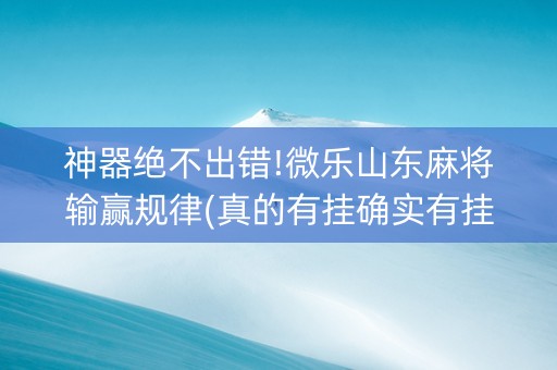 神器绝不出错!微乐山东麻将输赢规律(真的有挂确实有挂)