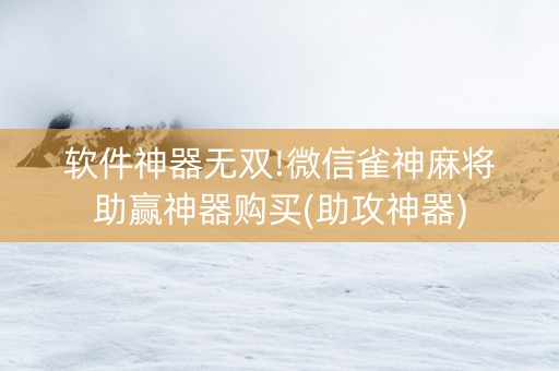 软件神器无双!微信雀神麻将助赢神器购买(助攻神器)