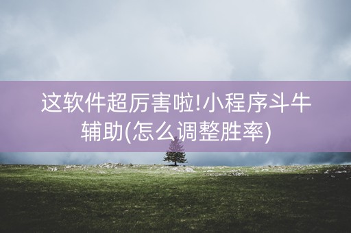 这软件超厉害啦!小程序斗牛辅助(怎么调整胜率)