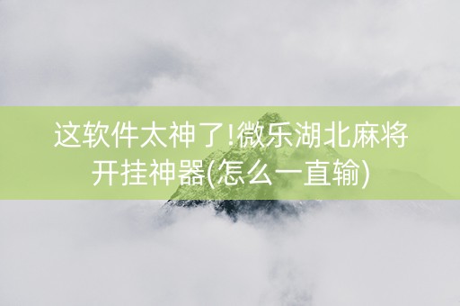 这软件太神了!微乐湖北麻将开挂神器(怎么一直输)