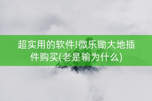 超实用的软件!微乐锄大地插件购买(老是输为什么)