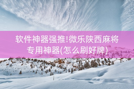 软件神器强推!微乐陕西麻将专用神器(怎么刷好牌)