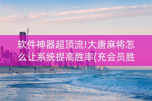 软件神器超顶流!大唐麻将怎么让系统提高胜率(充会员胜率高)