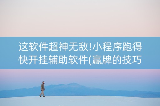 这软件超神无敌!小程序跑得快开挂辅助软件(赢牌的技巧)
