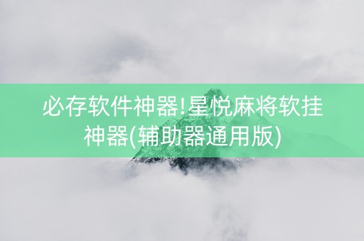 必存软件神器!星悦麻将软挂神器(辅助器通用版)