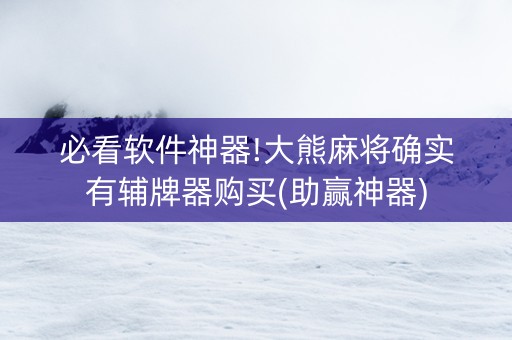 必看软件神器!大熊麻将确实有辅牌器购买(助赢神器)