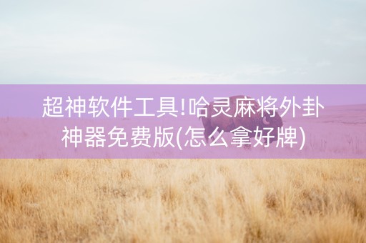超神软件工具!哈灵麻将外卦神器免费版(怎么拿好牌)