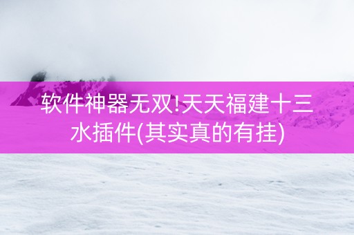 软件神器无双!天天福建十三水插件(其实真的有挂)