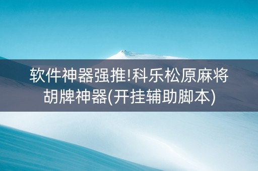 软件神器强推!科乐松原麻将胡牌神器(开挂辅助脚本)