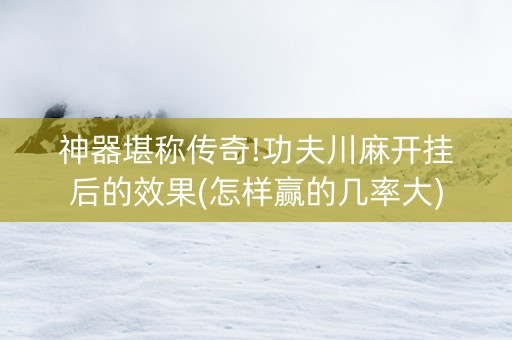 神器堪称传奇!功夫川麻开挂后的效果(怎样赢的几率大)