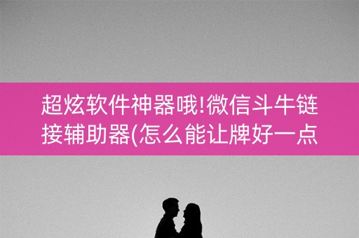 超炫软件神器哦!微信斗牛链接辅助器(怎么能让牌好一点)