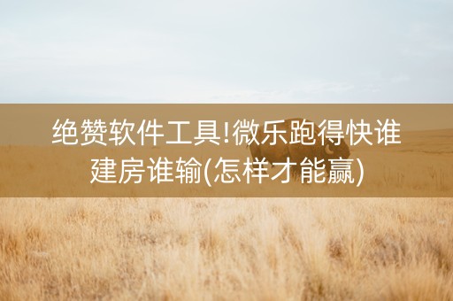 绝赞软件工具!微乐跑得快谁建房谁输(怎样才能赢)