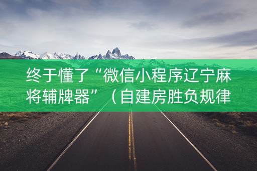 终于懂了“微信小程序辽宁麻将辅牌器”（自建房胜负规律)