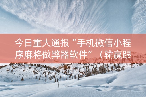 今日重大通报“手机微信小程序麻将做弊器软件”（输赢跟id号有关系吗)