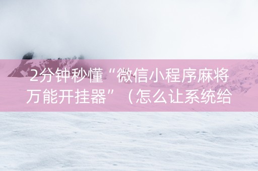2分钟秒懂“微信小程序麻将万能开挂器”（怎么让系统给自己好牌)