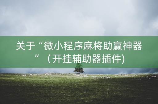 关于“微小程序麻将助赢神器”（开挂辅助器插件)
