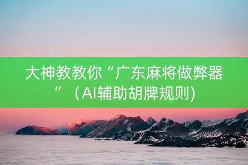 大神教教你“广东麻将做弊器”（AI辅助胡牌规则)