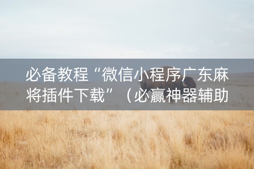 必备教程“微信小程序广东麻将插件下载”（必赢神器辅助器)