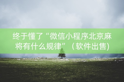 终于懂了“微信小程序北京麻将有什么规律”（软件出售)