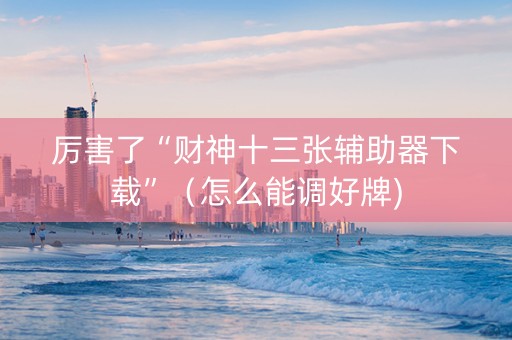 厉害了“财神十三张辅助器下载”（怎么能调好牌)