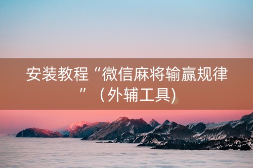 安装教程“微信麻将输赢规律”（外辅工具)
