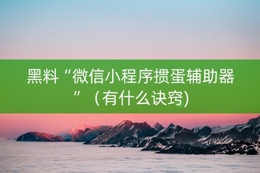 黑料“微信小程序掼蛋辅助器”（有什么诀窍)