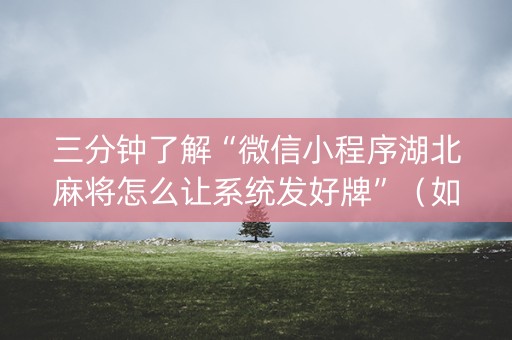 三分钟了解“微信小程序湖北麻将怎么让系统发好牌”（如何提高胜率)